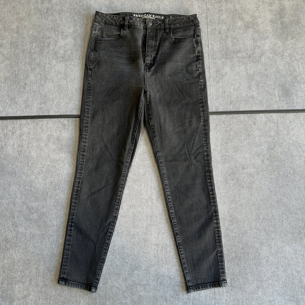 American Eagle Skinny Jeans Faded Black High Rise Y2k Denim Womens Size 6